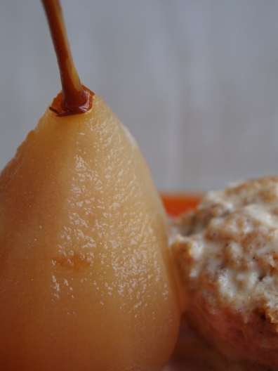 Poached Pear and Christmas Pudding Ice Cream